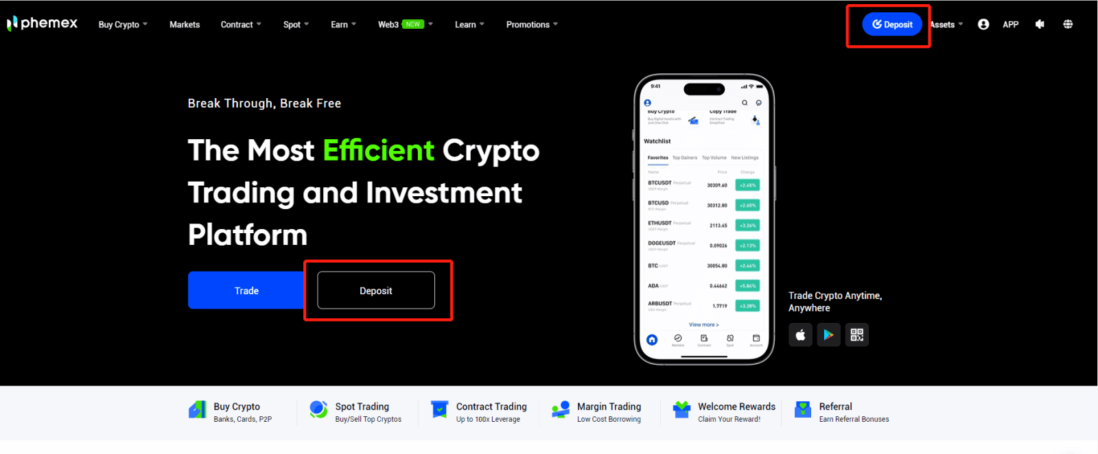 Jinsi ya kuweka amana kwenye Phemex