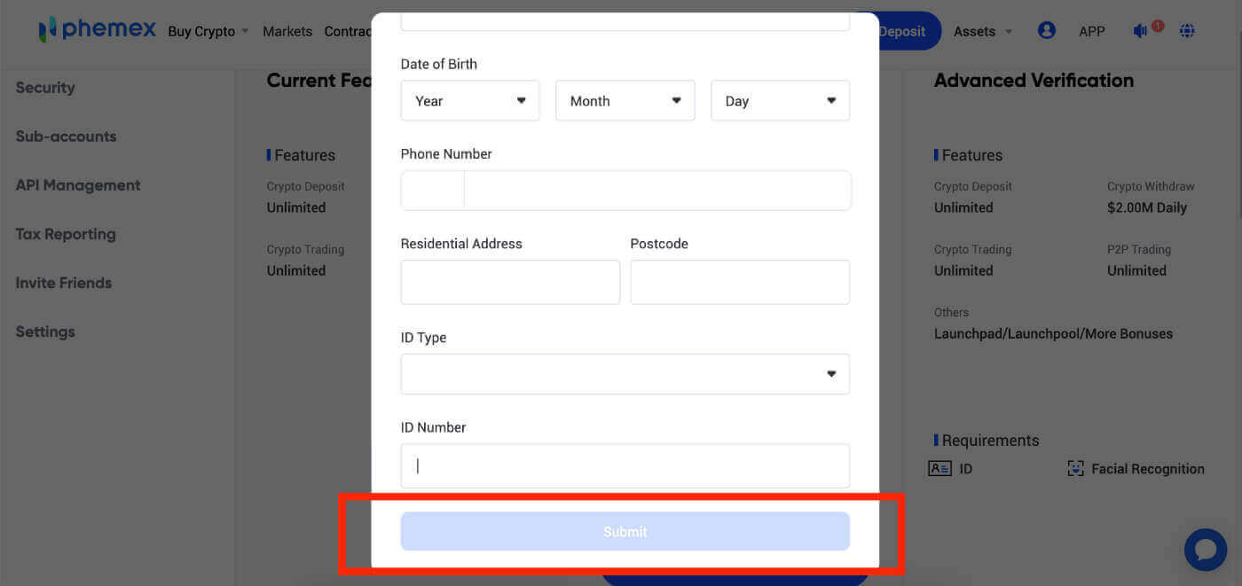 Cara Log Masuk dan Sahkan Akaun di Phemex