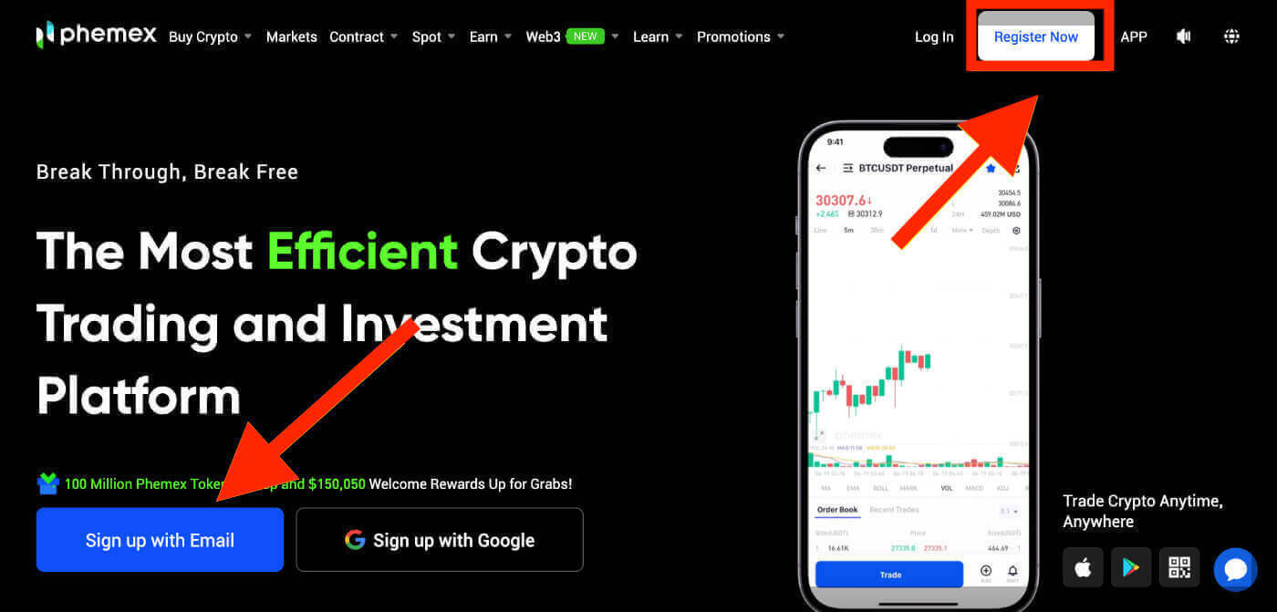 Jak otworzyć konto na Phemex