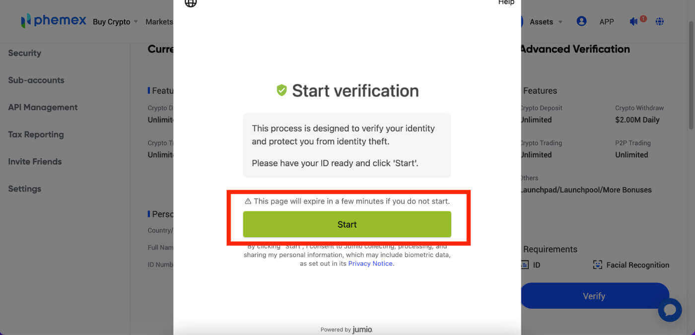 How to Verify Account on Phemex