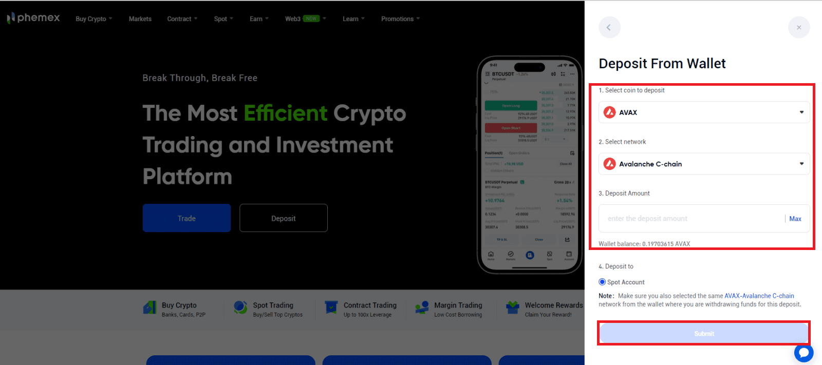Kif tirtira u tagħmel Depożitu fuq Phemex