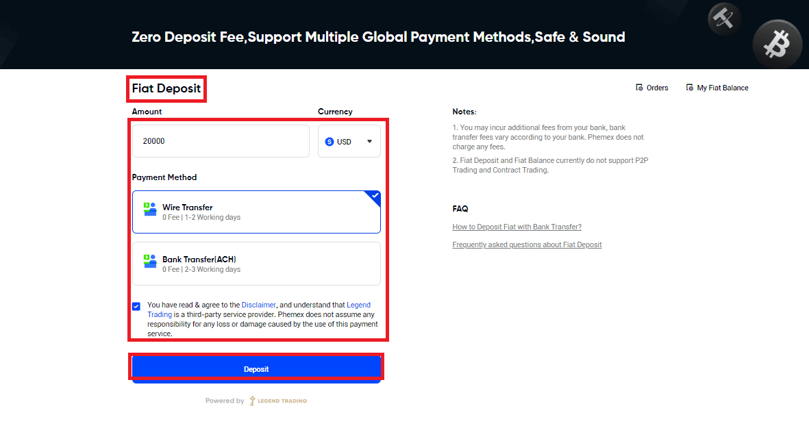 Kif tirtira u tagħmel Depożitu fuq Phemex