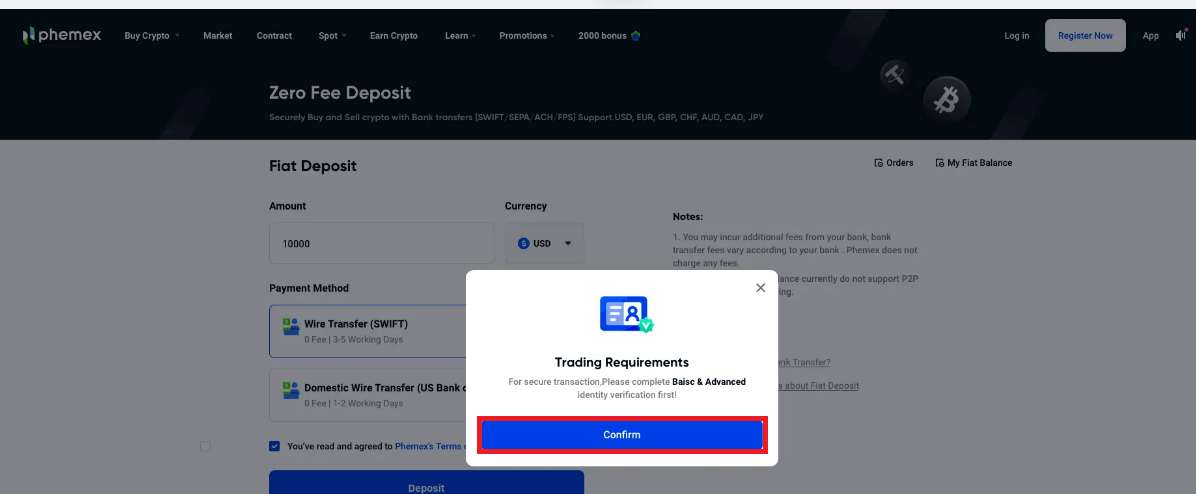 Kif tirtira u tagħmel Depożitu fuq Phemex
