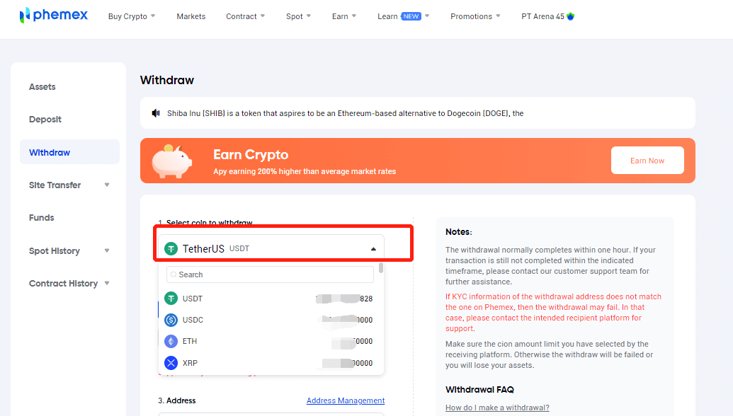 Come prelevare da Phemex